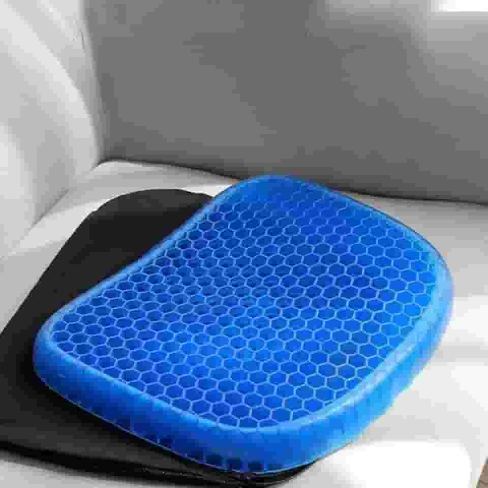 Almofada Ortopédica em Gel para Cadeira 37x36cm Estrutura Colmeia Alívio para Cóccix Coluna Lombar Ciática e Hemorroida Capa Removível Antiderrapante