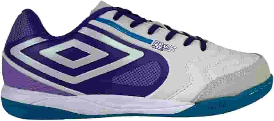 Chuteira Umbro Futsal Pro 5 Bump Club Branco Roxo e Azul