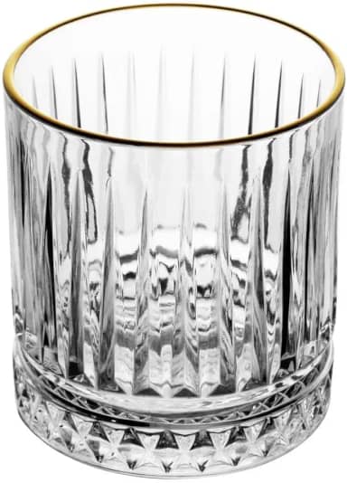 LYOR - Copo de Cristal com Fio de Ouro Deli Diamante 330ml - Ideal para Whisky e Destilados Finos