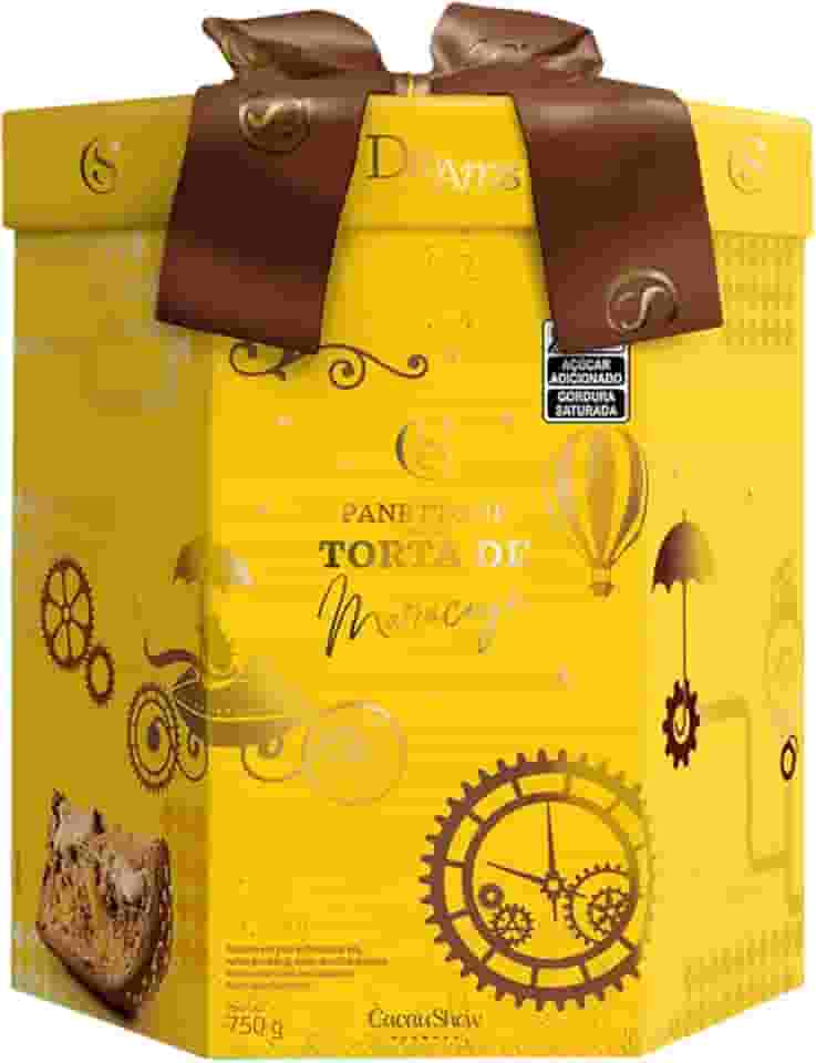 Panetone Dreams Torta de Maracujá Cacau Show Recheio Duplo Recheio de Trufa Branca e Maracujá e conta com gostas de chocolates 750g