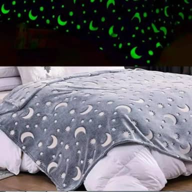 Manta Brilha no Escuro Kids Cobertor Infantil Solteiro 2,00m X 1,50m Crianças Menina e Menino (Estrelas cinzas)