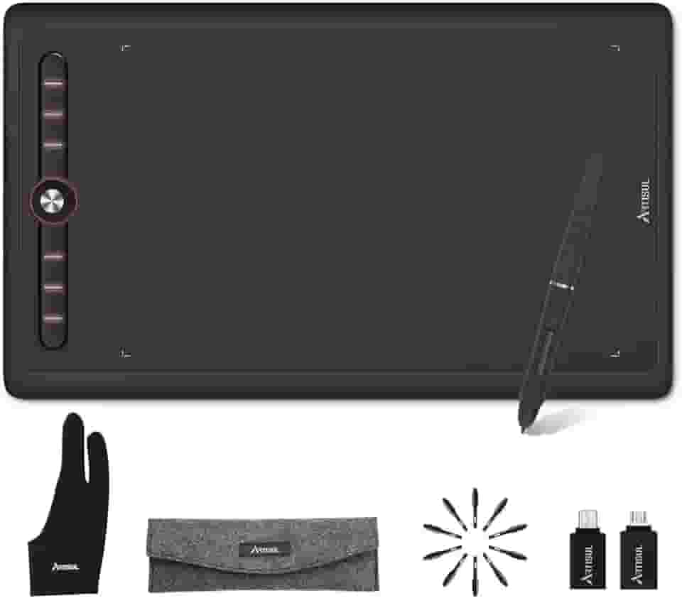 Artisul M0610 Pro Tablet de desenho gráfico de 10 x 6 polegadas com 8192 níveis de pressão Stylus sem bateria 8 teclas de atalho personalizadas, tablet de arte digital compatível com Mac, Windows, PC