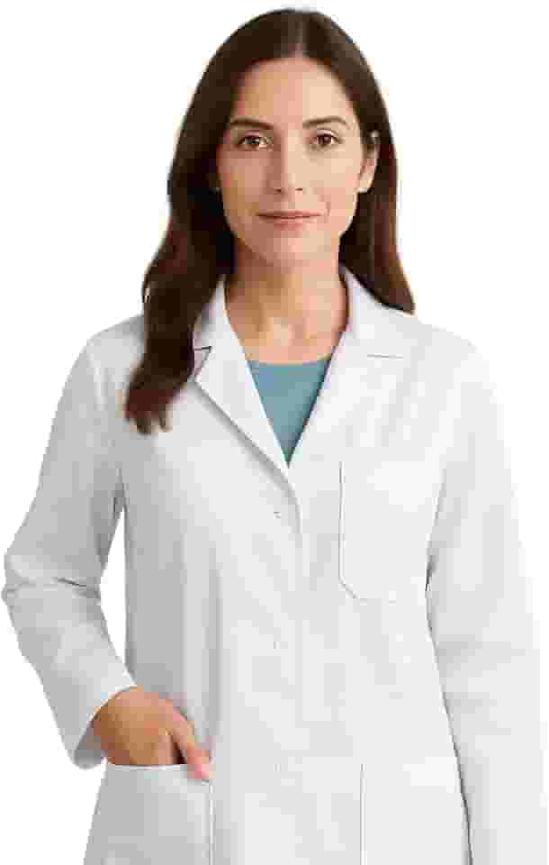 Jaleco Feminino Profissional – Acinturado, com Botões e 3 bolsos frontais