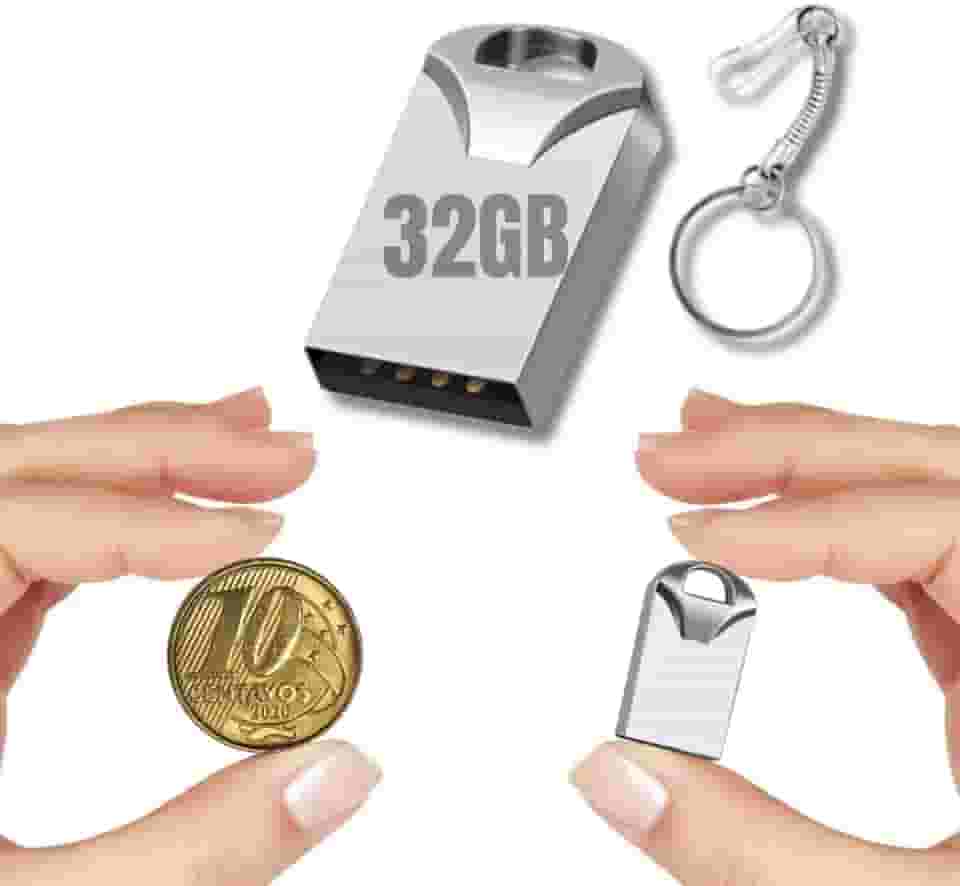 Pen Drive Mini de 32 Gigas de Armazenamento Com Chaveiro Ideal Para Armazenar Arquivos Fotos Musicas e Videos