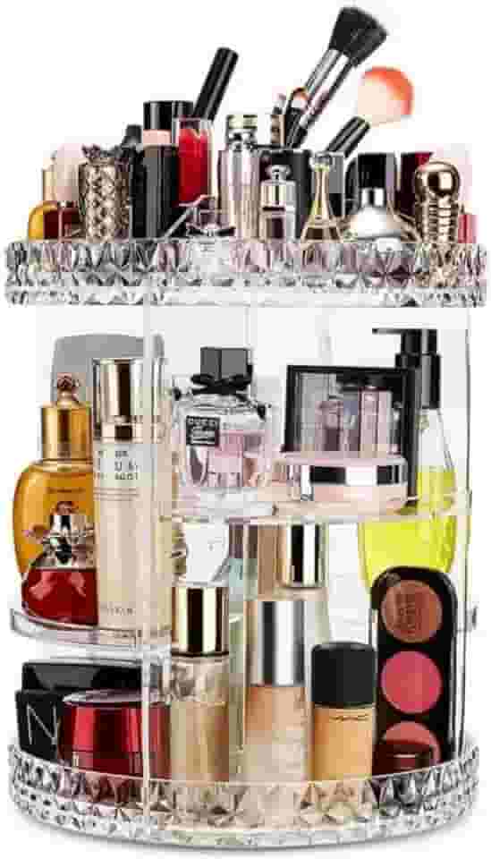 Organizador de Maquiagem Cosméticos Giratório 360°, Acrílico Transparente, 6 Camadas, 25 x 36 cm