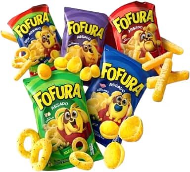 Kit 5 Salgadinhos Fofura Sabores Diversos Lanche Escola 60g