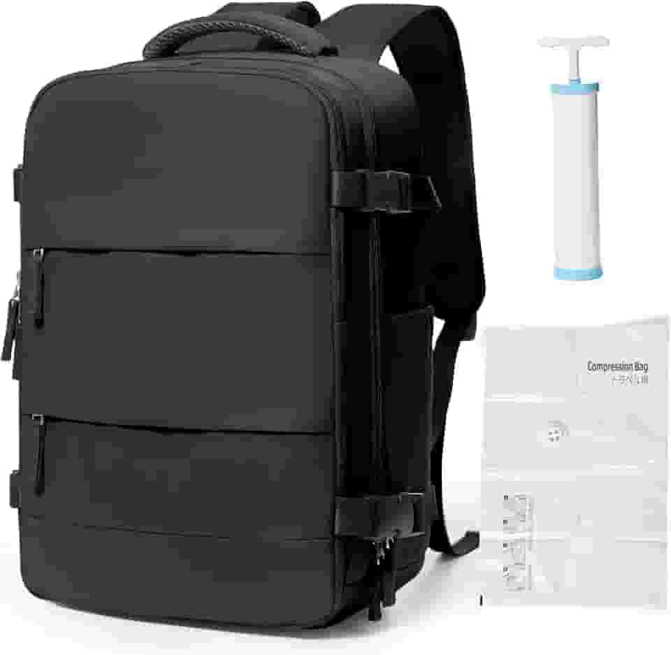 coowoz Mochila a vácuo com bomba de viagem para mulheres e homens, aviões aprovados em voo