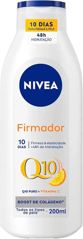 NIVEA Loção Hidratante Firmador Q10 + Vitamina C Todos os Tipos de Pele 200ml - Sua pele com mais firmeza e mais elasticidade em 10 dias, ainda hidratada e cheia de brilho, livre de flacidez