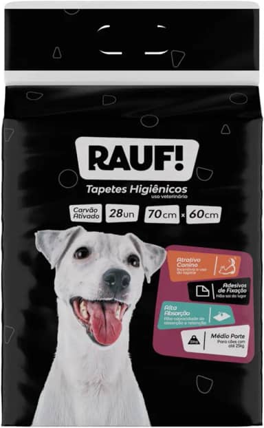 RAUF - TAPETE HIGIENICO PARA CÃES - RAUF CARVAO ATIVADO 70cmx60cm 28und - Econômico