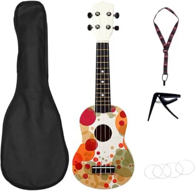 Ukuleles de madeira Basswood Ukulele Soprano para iniciantes Guitarra Havaí Guitarra 53 cm Bolhas Coloridas Ukuleles Konsert Ukulele