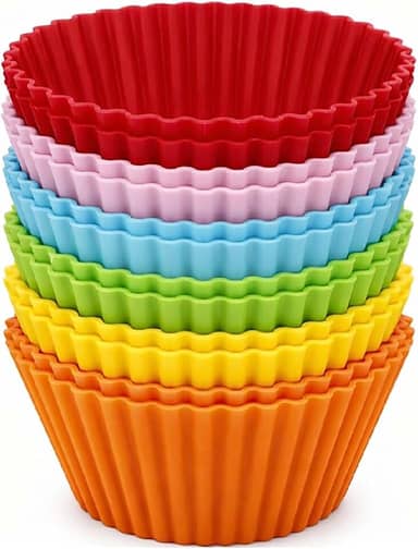 Kit 12 Formas de Silicone para Cupcake, Muffin, Bolinho, Assadeira, Air Fryer, Cores Variadas, Resistente a Temperatura, Forminhas, Livre de BPA – Qualidade Premium