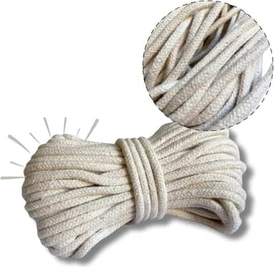Corda para secador de roupas e varal 100% Algodão 15m x 5mm, Trançada Resistente, Alta Durabilidade, Secagem Segura
