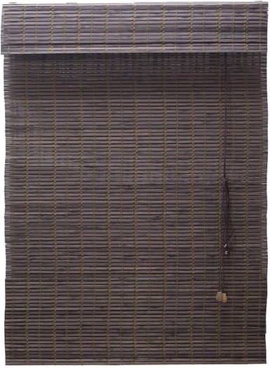 Persiana Bambu Romana Marrom 100 (L) X 220 (A) cm Cortina Madeira Roman Shade C/Bandô 1,00 x 2,20