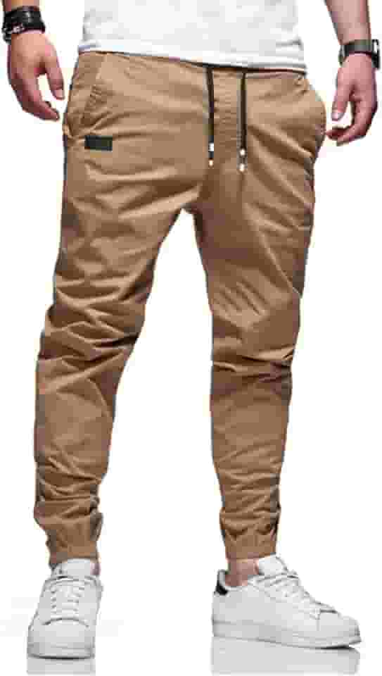 Calça cargo masculina chino para caminhada, atividades ao ar livre, sarja, fitness, corrida, corrida, casual, de algodão