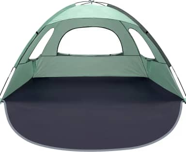WhiteFang Barraca de praia anti-UV portátil para 3 pessoas, piso extensível com 3 janelas de malha ventilada e bolsa de transporte, estacas e linhas de homem (verde menta)