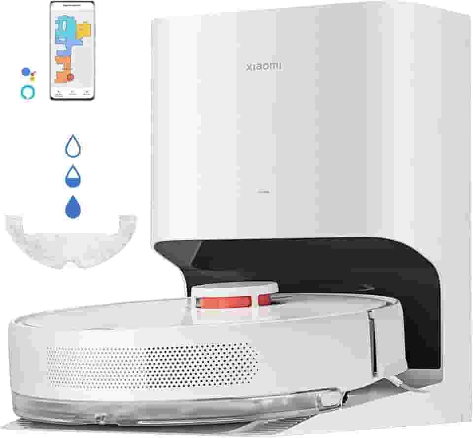 XIAOMI Robot Vacuum X10 - Robot aspirador e limpa-chão com sistema inteligente de navegação a laser (LDS), sucção de 4000 Pa, base de auto-esvaziamento, 5200 mAh, branco