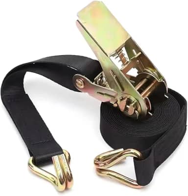 Kit 4 Cintas com Catraca Reforçadas capacidade 800 kg por cinta 4,6 m x 25 mm gancho J aço bicromatizado fita poliéster para fixação e transporte seguro de cargas (Preto)