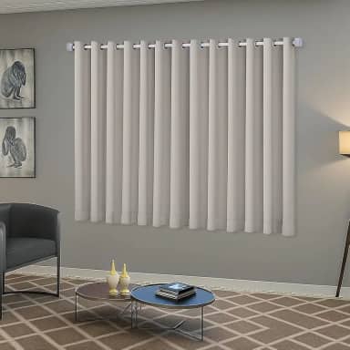 Cortina Blackout/Blecaute Sala e Janela em Tecido 2,20m x 1,30m Ilhós Cromado Solaris - Off-White