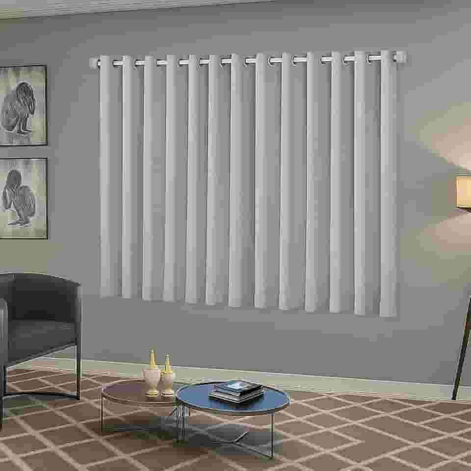 Cortina Blackout/Blecaute Sala e Janela em Tecido 2,20m x 1,30m Ilhós Cromado Solaris - Off-White