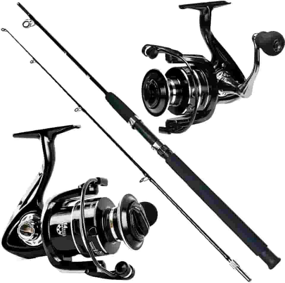 KIT DE PESCA PESADA MOLINETE 5000 15 ROLAMENTOS VARA MACIÇA 1.80M 40LB - 2 PARTES