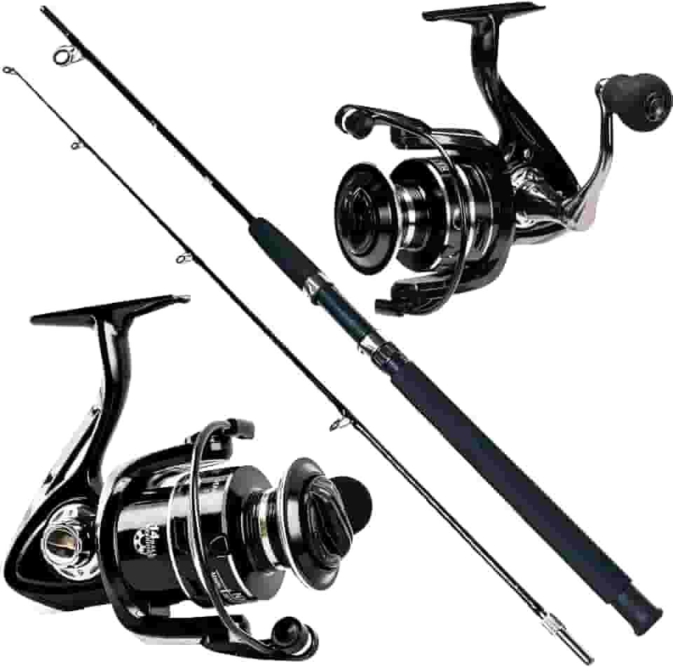 KIT DE PESCA PESADA MOLINETE 5000 15 ROLAMENTOS VARA MACIÇA 1.80M 40LB - 2 PARTES