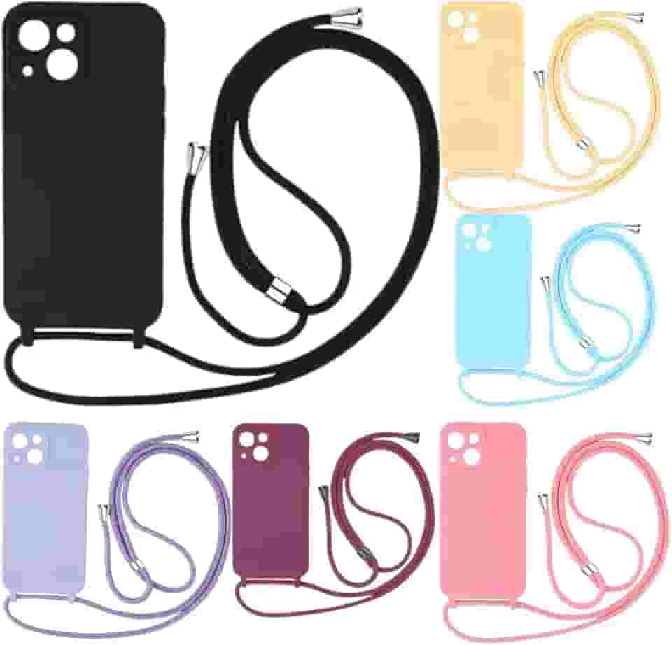 Case Capa Capinha Com Cordão Alça Transversal Para iPhone 15 NORMAL (PRETO)