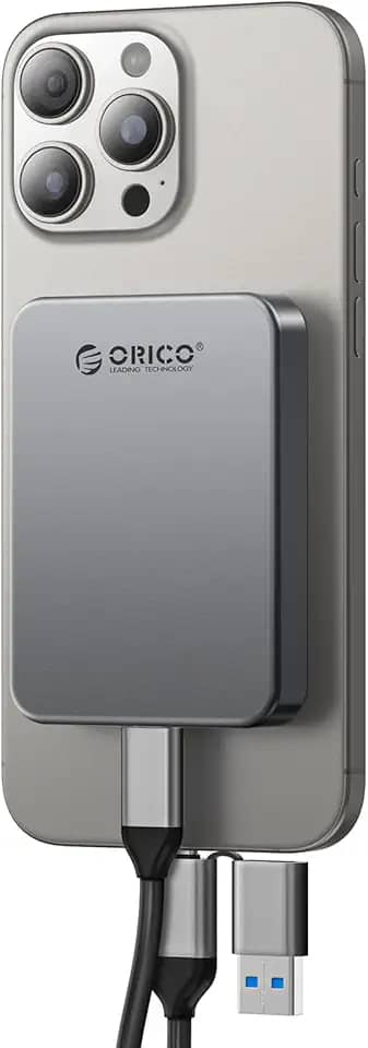 ORICO SSD magnético portátil de 512 GB, corpo de metal, gravação e armazenamento ProRes HDR 4K 120 fps, até 460 MB/s, cabo USB C e A 2 em 1, SSD externo compatível com iPhone 16 Pro Max, tablet,