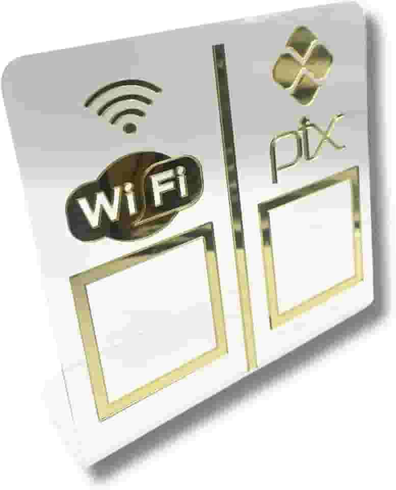 LM Balcoes Expositor DUPLO WI-FI - PIX - Vidro com Dourado 16 cm x 16 cm Ouro Glossy Gold
