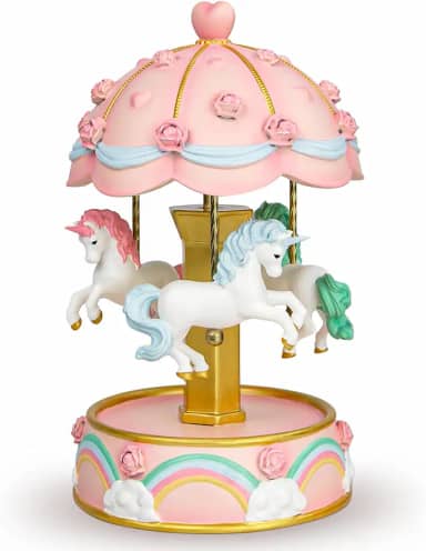 Caixa de música carrossel, luzes LED que mudam de cor, caixas de música de unicórnio embrulhadas para presente, presentes de Natal e aniversário para mulheres, filha neta, melodia You are My Sunshine