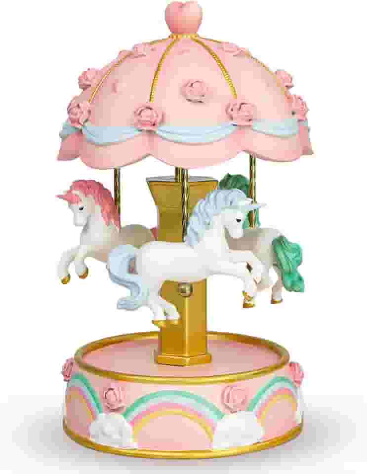 Caixa de música carrossel, luzes LED que mudam de cor, caixas de música de unicórnio embrulhadas para presente, presentes de Natal e aniversário para mulheres, filha neta, melodia You are My Sunshine
