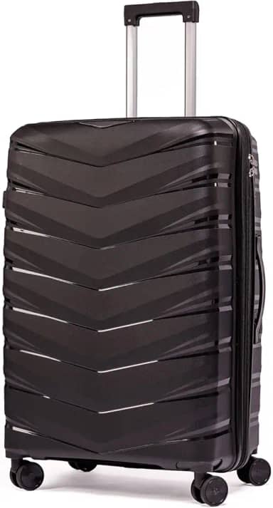 Mala De Viajem Media 23Kg Expansível Polipropileno 8 Rodas Giro 360º Resistente Cadeado Integrado Zíper Antifurto Para Despachar Tamanho M Rígida Leve (médio)