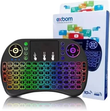 Mini Teclado Wireless Keyboard com Touchpad Com Led Usb Android Console e Tv