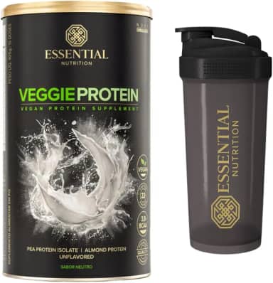 Veggie Whey Protein - Essential Nutrition - Neutro (Sem Sabor) + Coqueteleira (Proteína Isolada vegana/vegetariana)