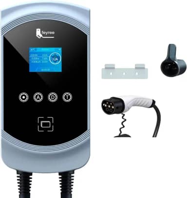 Carregador para Carro Elétrico Portátil, 7,6KW 32A 85-264V Type 2, Cabo de 5M,Carregador EV Tipo 2 para Carros Elétricos e Híbridos,Uso interno/externo, wi-fi Novo carregador de veículos de energia