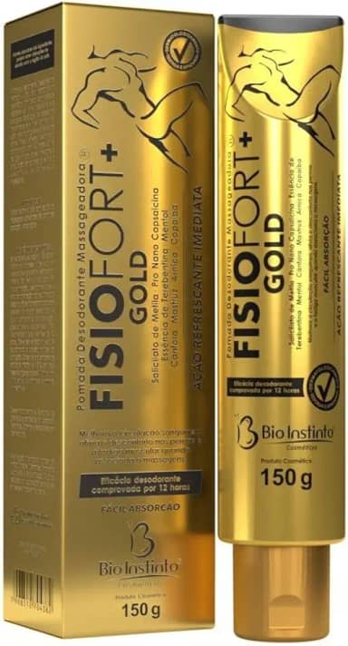 Fisiofort + Gold Pomada Massageadora DESODORANTE Dor Muscular Bio Instinto 150g ATLETA