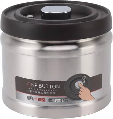 Greensen Recipiente a Vácuo para Café, Lata de Armazenamento Hermético Em Aço Inoxidável para Grãos de Café Moídos, Chá, Nozes Com Vedação Tipo Prensa e Colher Medidora (1100ML Aço Inoxidável Cor