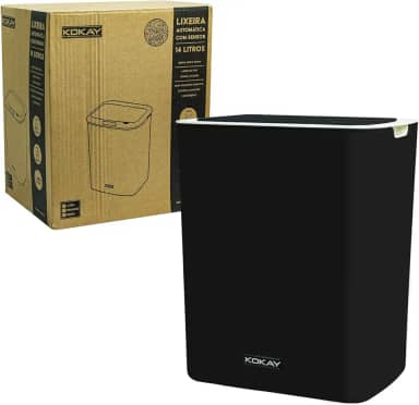 Lixeira Sensor Automática Banheiro Cozinha Preta Lixo Inteligente KOKAY