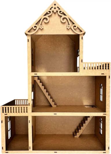 Casa Casinha de Boneca Brinquedo Infantil 60cm em Mdf Crú