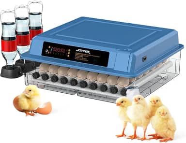 Chocadeira Automática 100 Ovos com Ovoscópio Integrado Joyfox, Controle Digital, Rotação 360°, Abastecimento Automático de Água, 220V – Azul