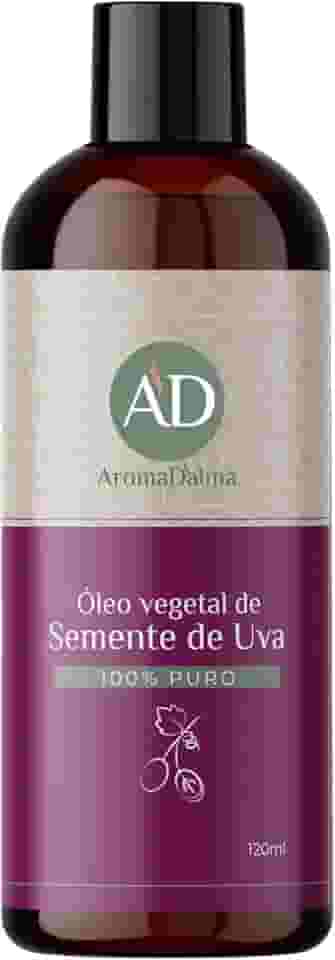 Óleo Vegetal De Semente De Uva - Prensado a Frio, 100% Puro e Vegano | Alto Poder De Hidratação Para Corpo e Rosto 120 ml - Aroma D’alma
