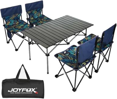 Kit Mesa Dobrável 120cm Com 4 Cadeiras Resistente Para Camping Garden Acampamentos Churrascos Piqueniques Caminhadas Pesca (Preto)