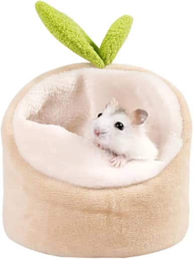 ABLAZEZAI Cama para hamster, mini animais pequenos, ninho macio e quente, sofá-cama para animais de estimação pequenos, acessórios para casa de gaiola de rato (Cáqui)