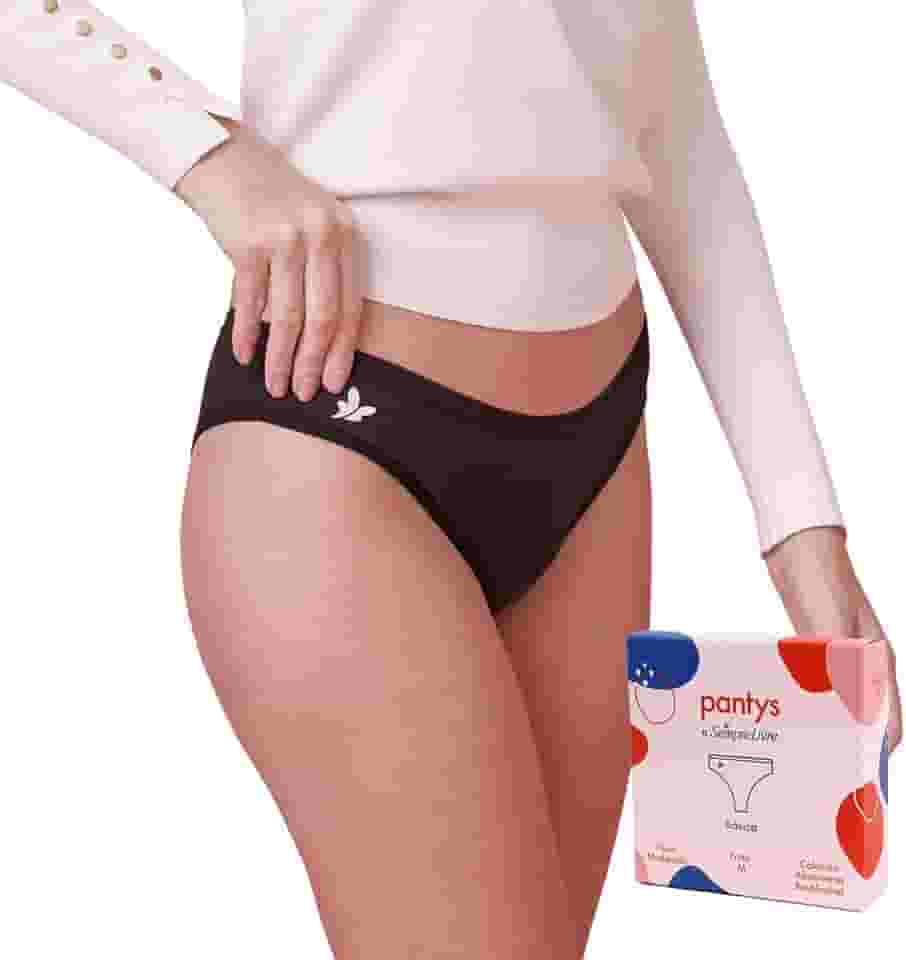 Calcinha Absorvente Menstrual Fluxo Moderado, Pantys e Sempre Live, Feminino, Preto