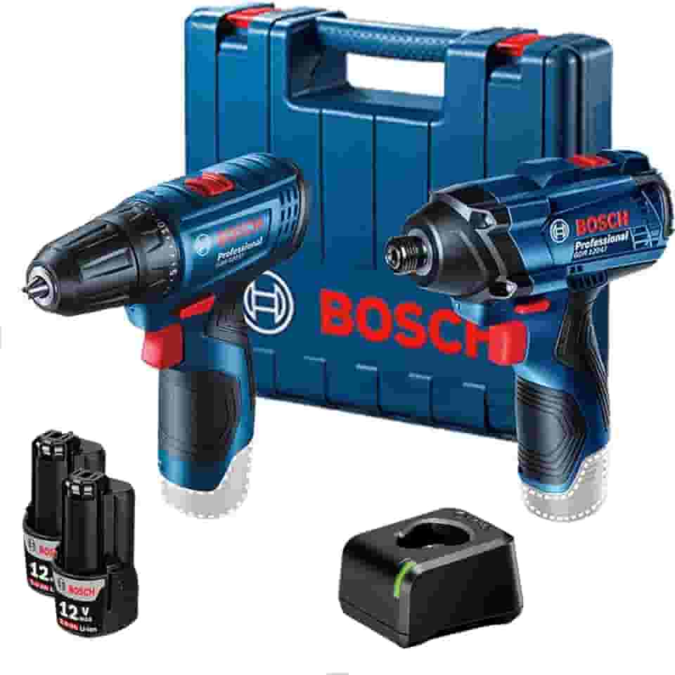 Bosch Kit Parafusadeira GSR 120-LI e Chave de Impacto GDR 120-LI, 12V com 2 baterias, 1 carregador e 1 maleta