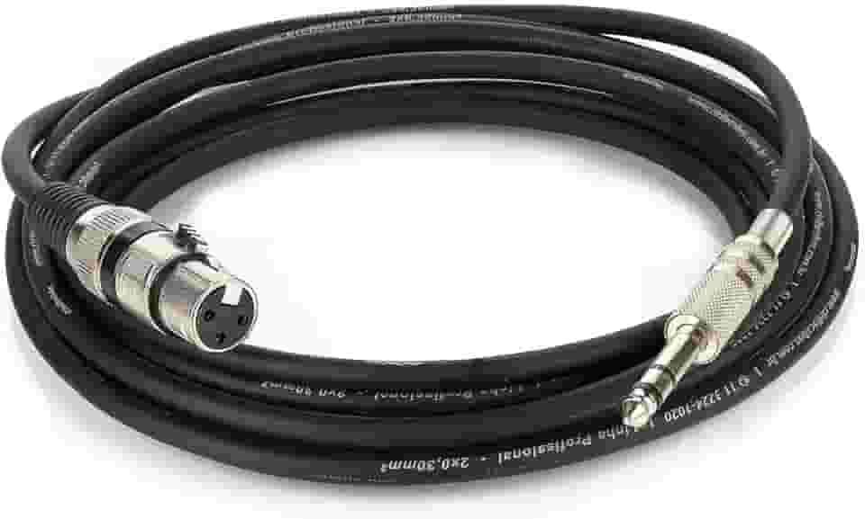 Cabo de Microfone XLR para P10 Estereo - Preto - 1 Metro