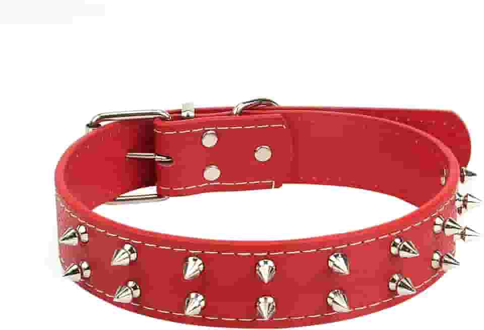 Coleira de cachorro com rebites fivela ajustável couro PU coleiras chiques para cães de médio e grande porte