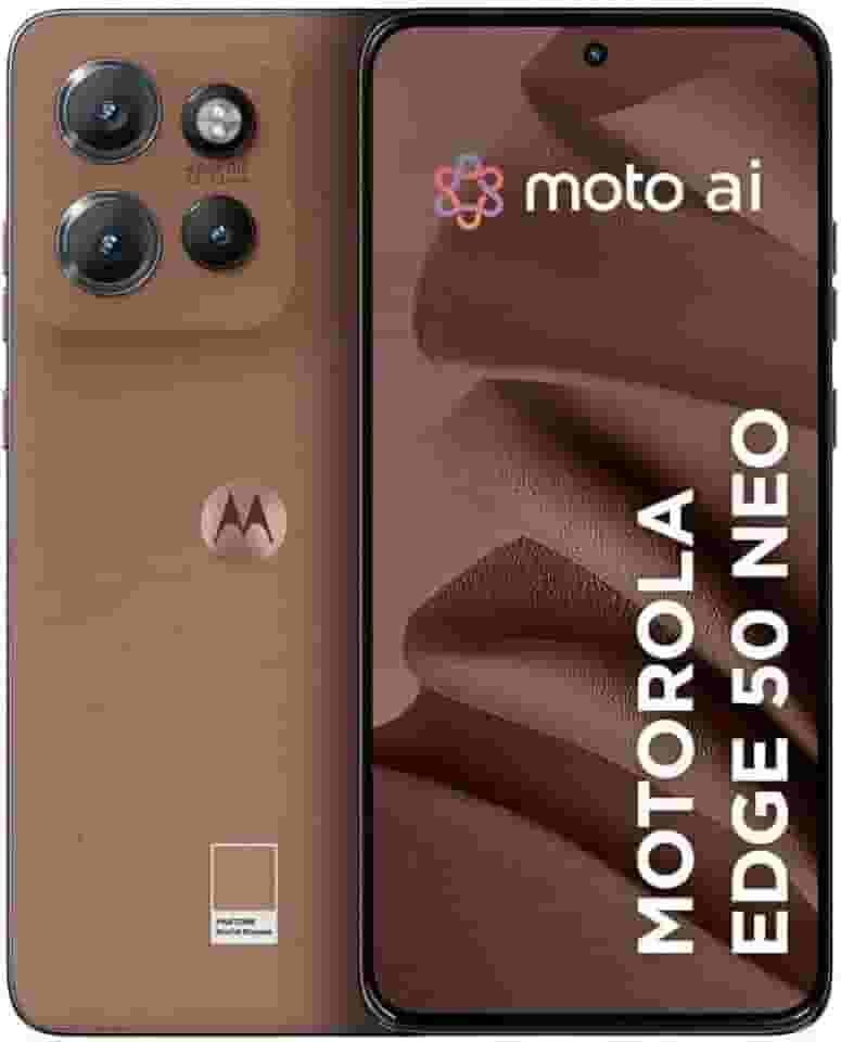 Smartphone Motorola Edge 50 Neo 5G - 256GB 16GB (8GB RAM+8GB Ram Boost) 50MP Sony Camera Moto AI Ultrarresistencia militar Mocha Mousse - Vegan Leather