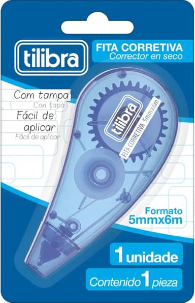 Tilibra - Corretivo em Fita 5mmx6m Azul - Blister com 1 Unidade