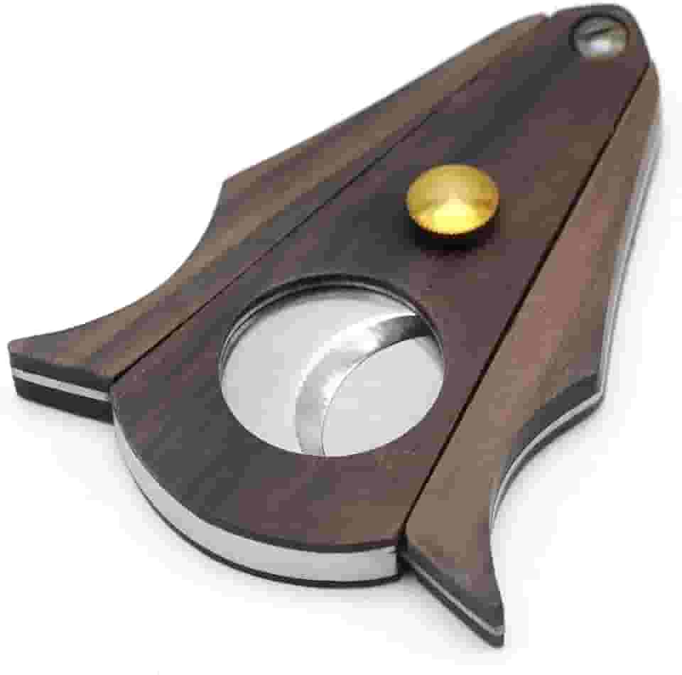 Galiner - Sistema de bloqueio de charuto de madeira de aco inoxidavel com corte duplo e guilhotina de charuto em caixa de presente