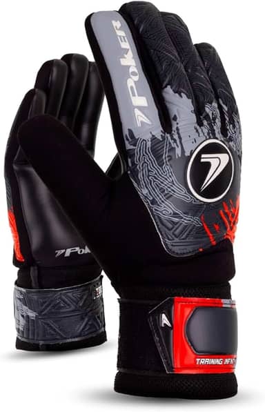 Luva de Goleiro Futebol Poker Training Infinity Adulto E Infantil Criança Junior Corte Negativo Latex Grip Campo Grama Natural e Sintética Gramado Futsal Unissex